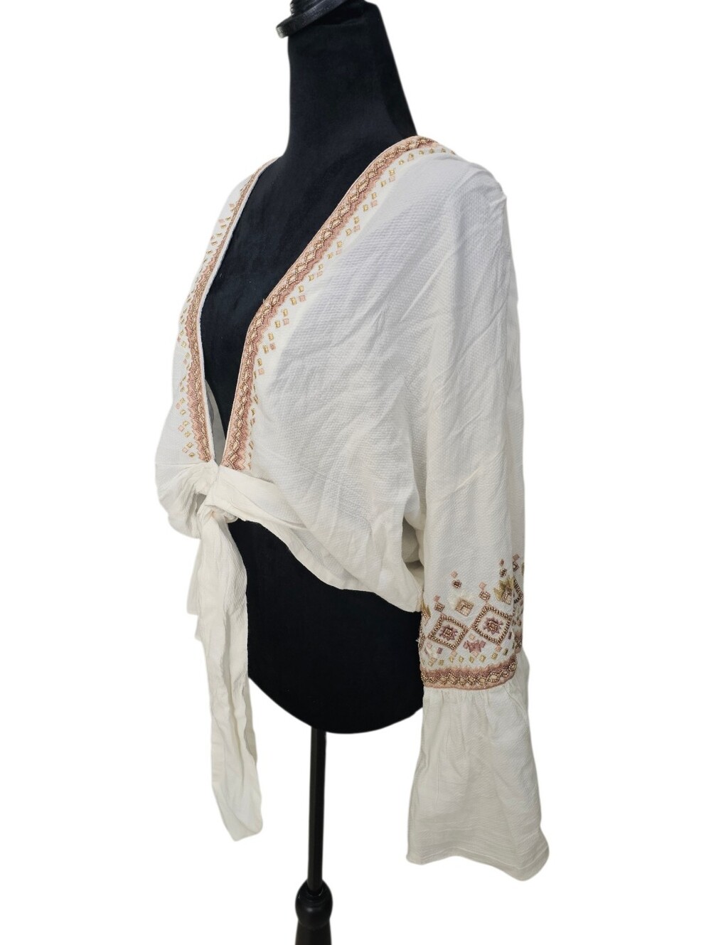 NWT Ramy Brook Madisyn Beaded Embroidered Boho Crop Top Coverup Xl MSRP $245 - Picture 5 of 8